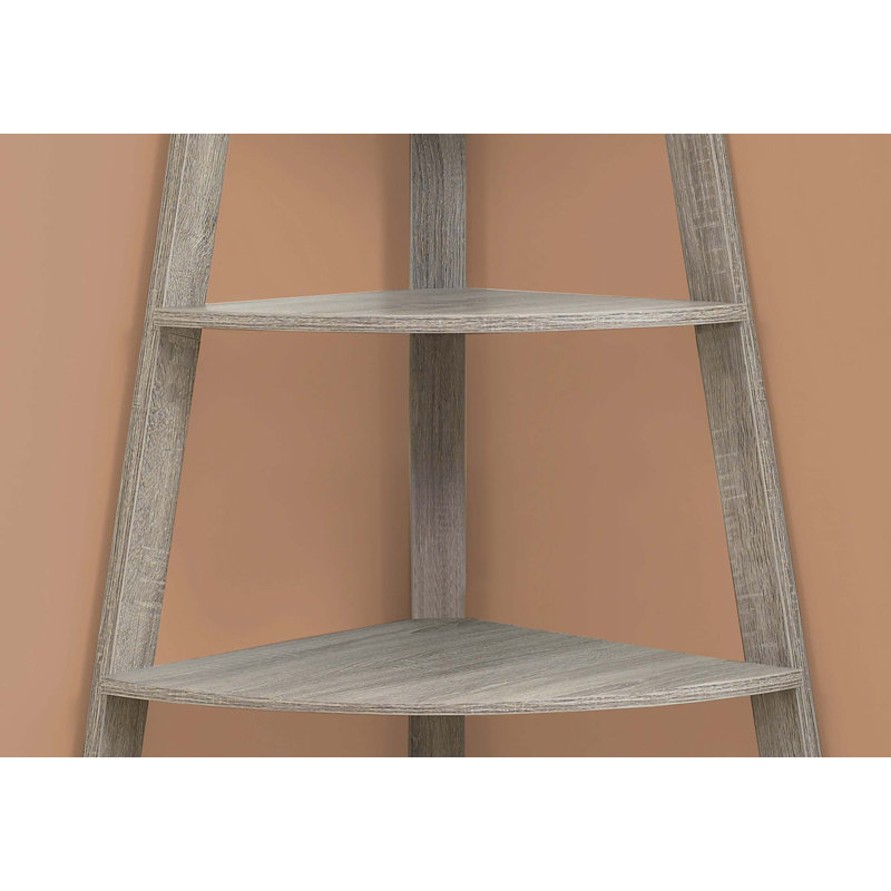 Bibliothèque triangulaire en stratifié avec 5 tablettes de style contemporain Hewitt pour le bureau et la chambre à coucher