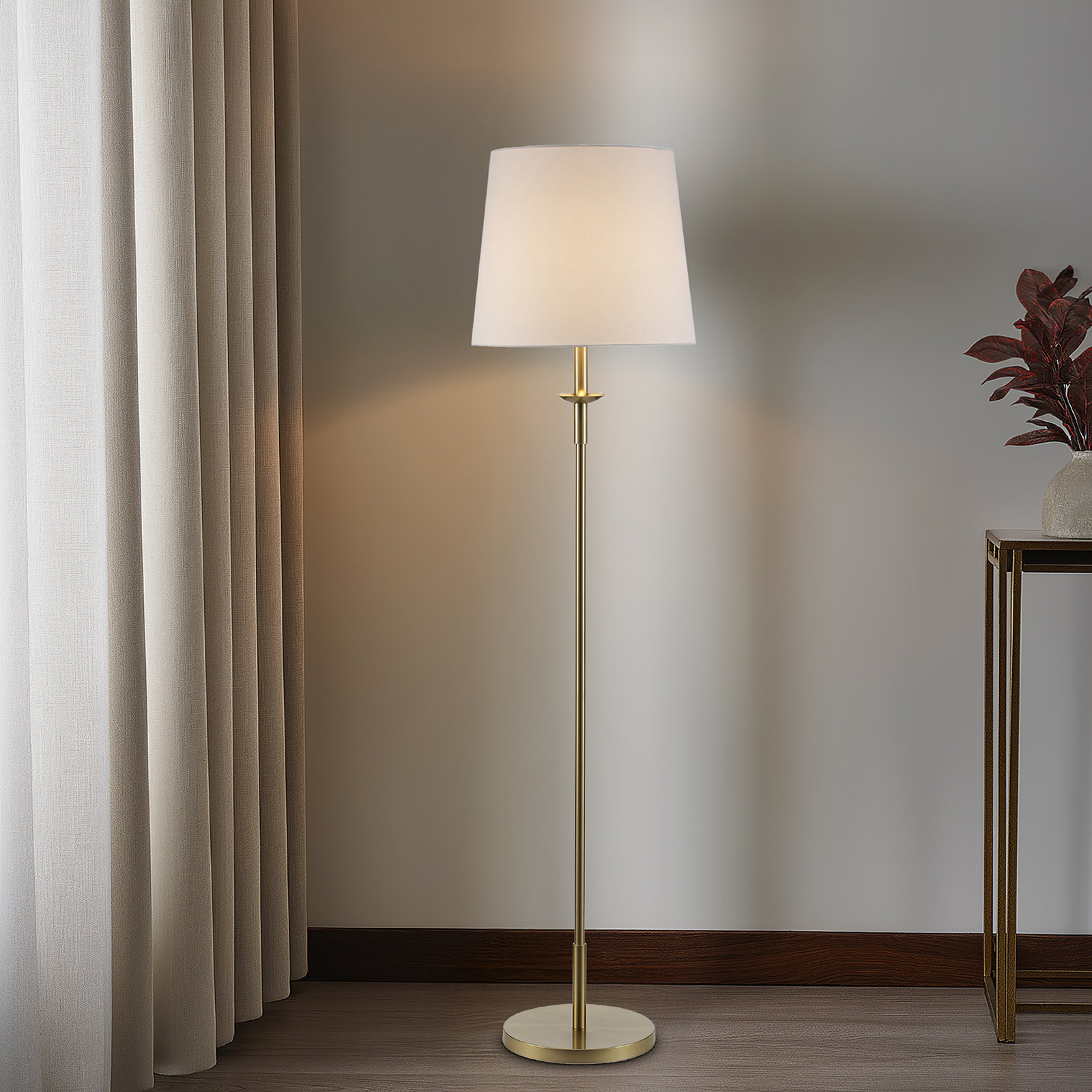 Charter 63" Dimmable Floor Lamp, Antique Gold