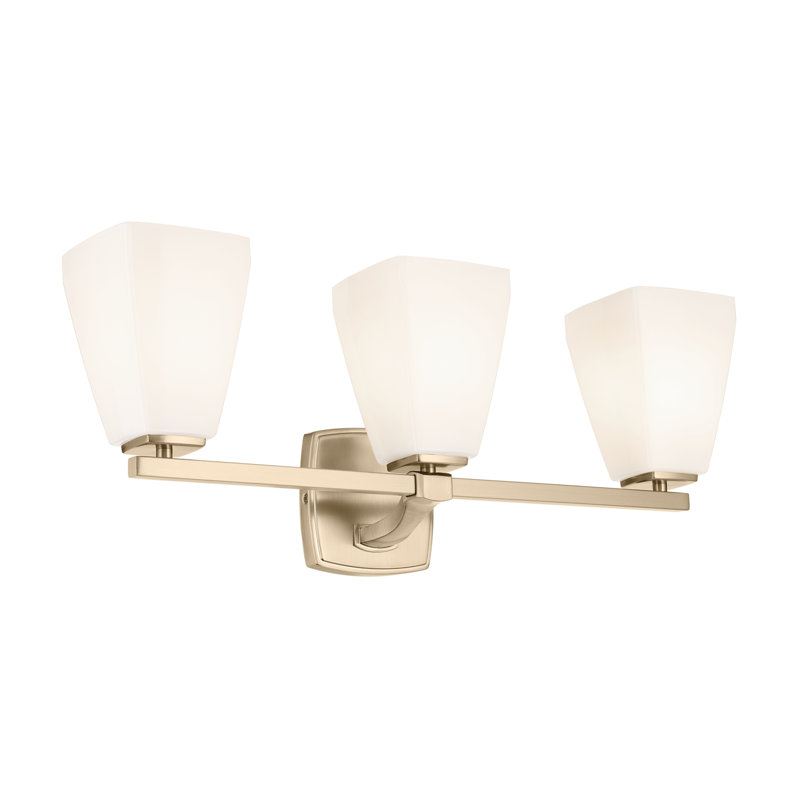 23.75" 3-Light Vanity Light with Water Glass, Opal Etched, Bronze