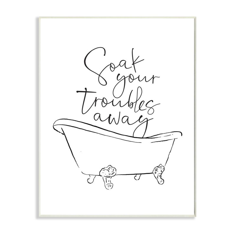 «Soak Your Trouble Ink Dessin Bathroom Design» par Milli Villa - impression d'art graphique, H 15 po x l 10 po, Plaque murale