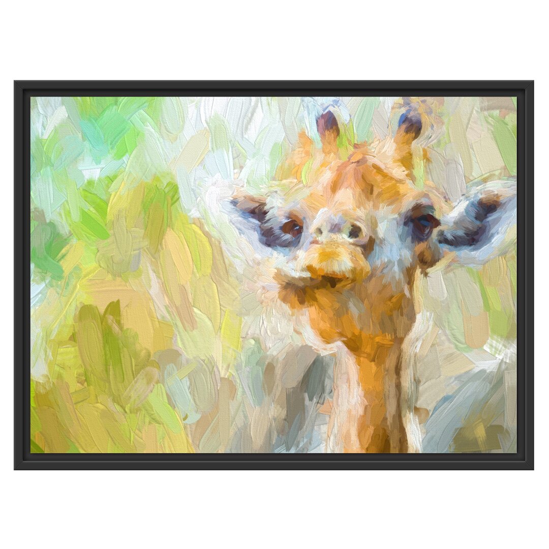 Gerahmtes Wandbild Giraffe in der Natur Kunst