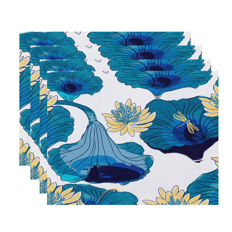 Ensemble de napperons 4 pièces Amergin, Bleu sarcelle