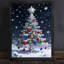 Art mural arbre de Noël noir encadré noir - décorations festives enneigées-1685548243