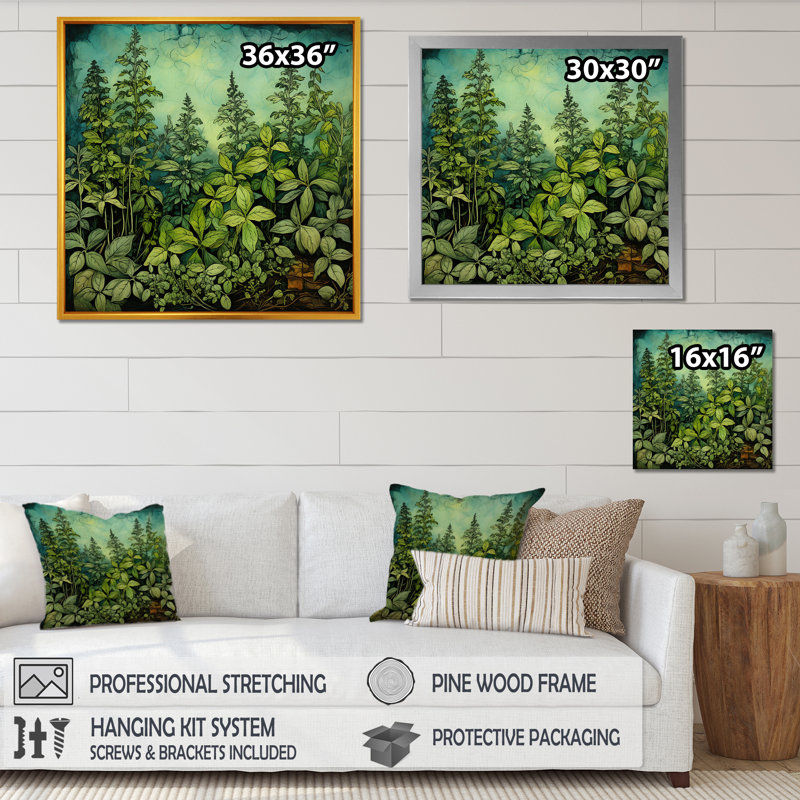 Herbes, origan, teintes 3 - Art floral, Cadre flottant noir, H 16 po x l 16 po x P 1 po