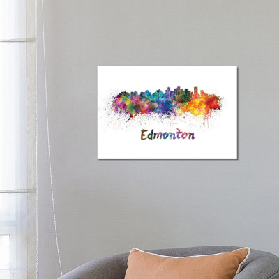 " Edmonton Skyline In Watercolor " by Paul Rommer