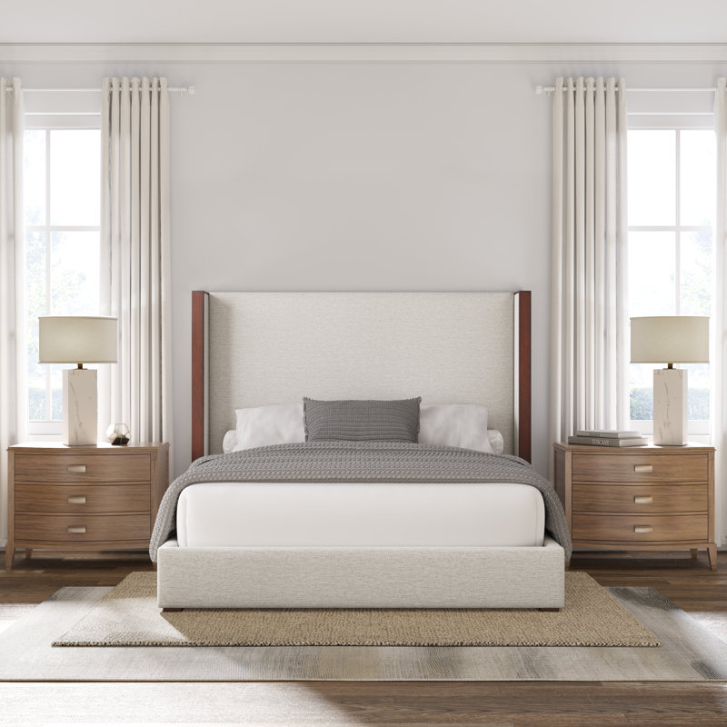 Dipson Upholstered Low Profile Standard Bed, King, Off White Revolution®, Mid Height
