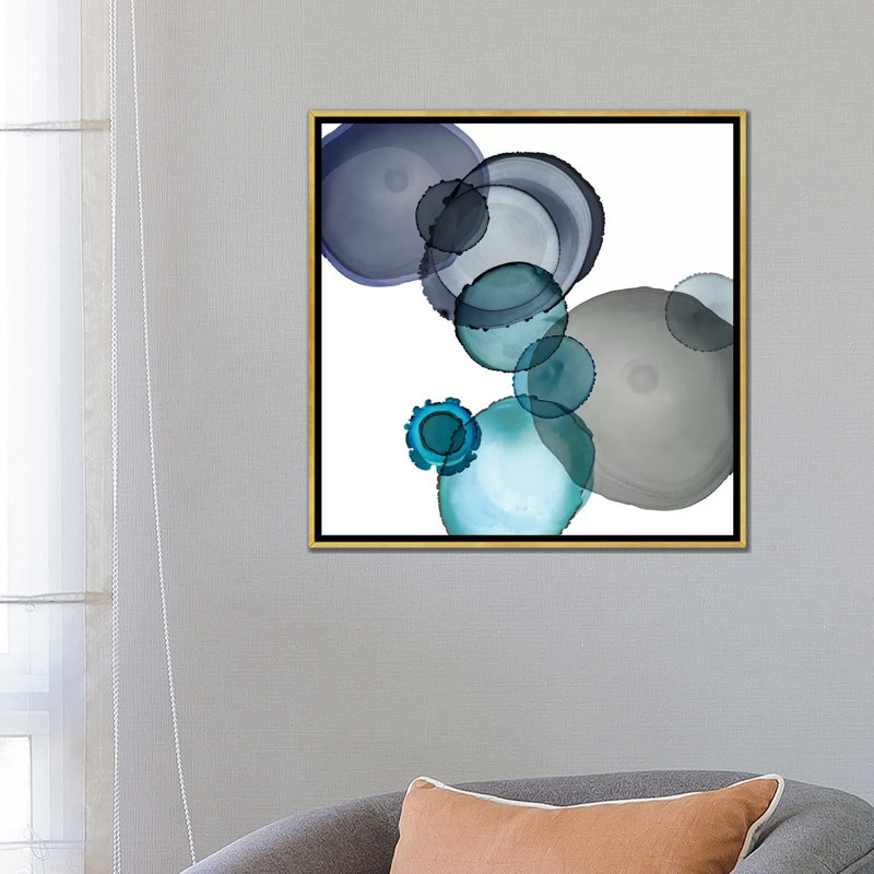 « Seaglass I » par Carol Robinson, reproduction d’art, H 26 po x l 26 po x P 1,5 po, Toile encadrée d'or, Pas de tapis