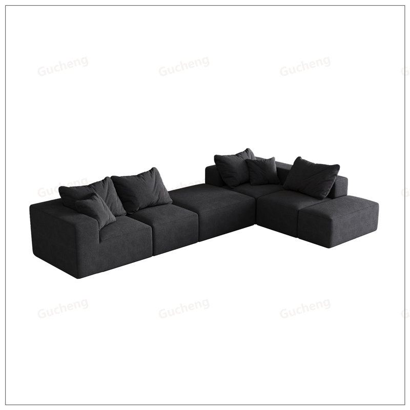 Ensemble de canapé modulaire rembourré et modulaire de 132 pouces avec 6 coussins pour un agencement de salon flexible