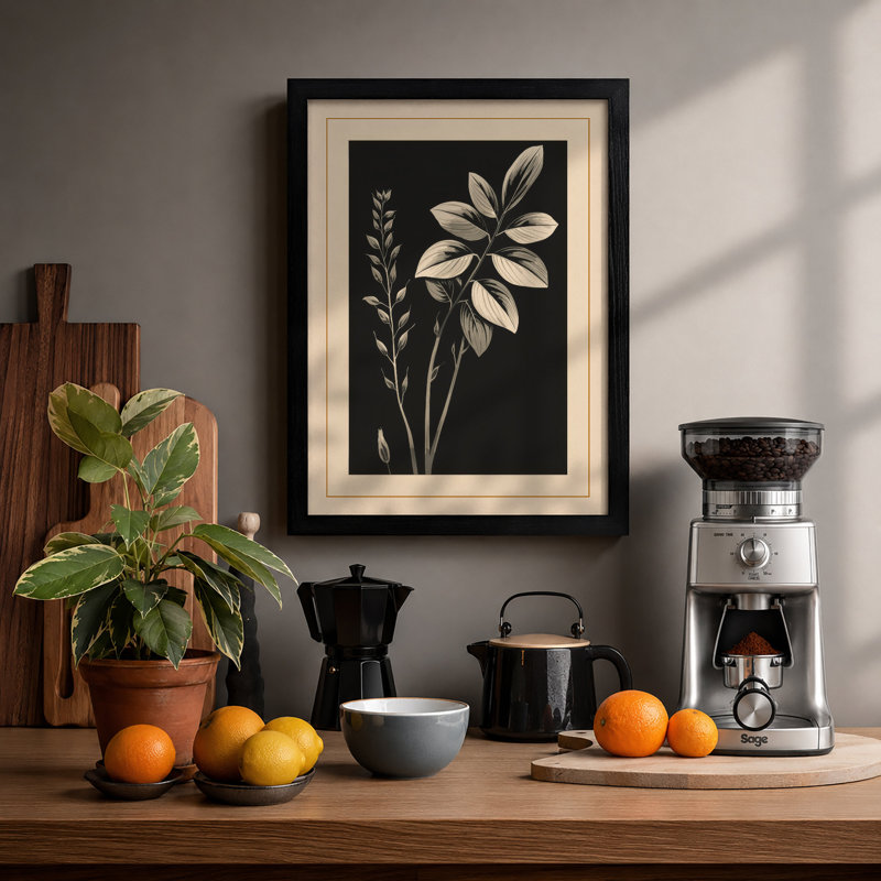 Stems Study Botanical - Framed Print, A1 - 84.1 x 59.4 cm, Black
