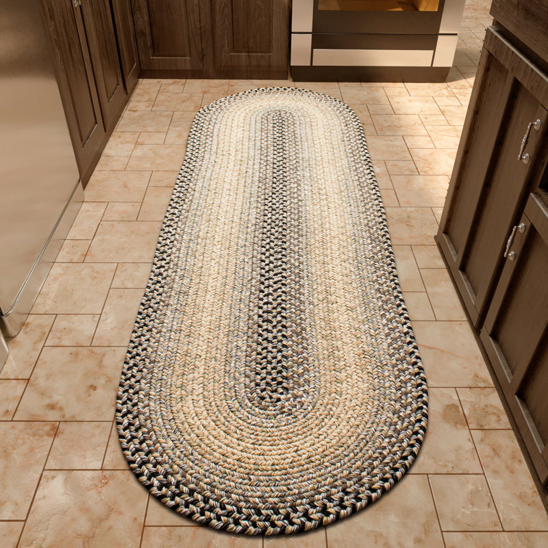 Tapis tressé gris graphite/beige Nereine, Ovale 2 pi x 6 pi