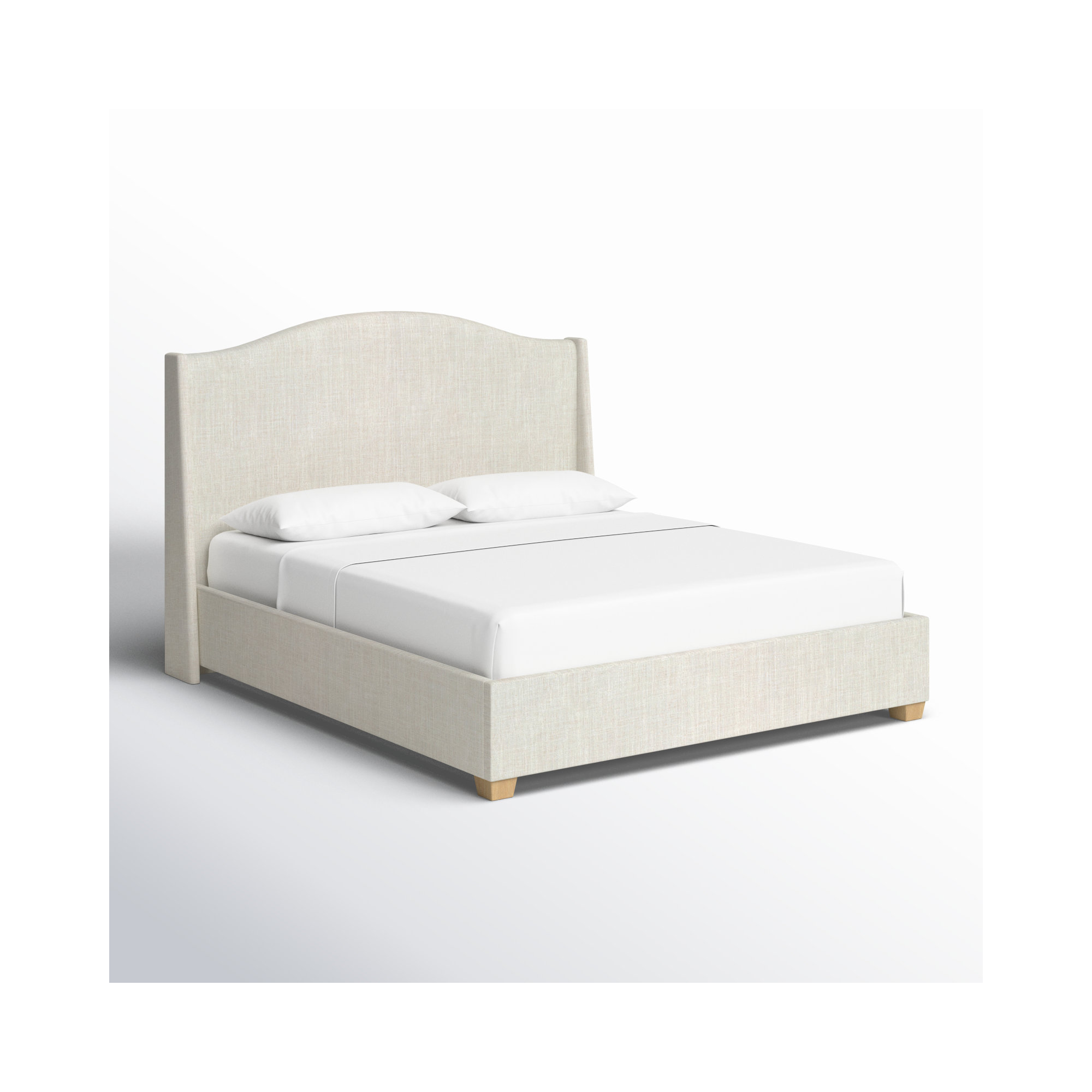 Allis Upholstered Wingback Bed, Twin, Classic Talc Linen