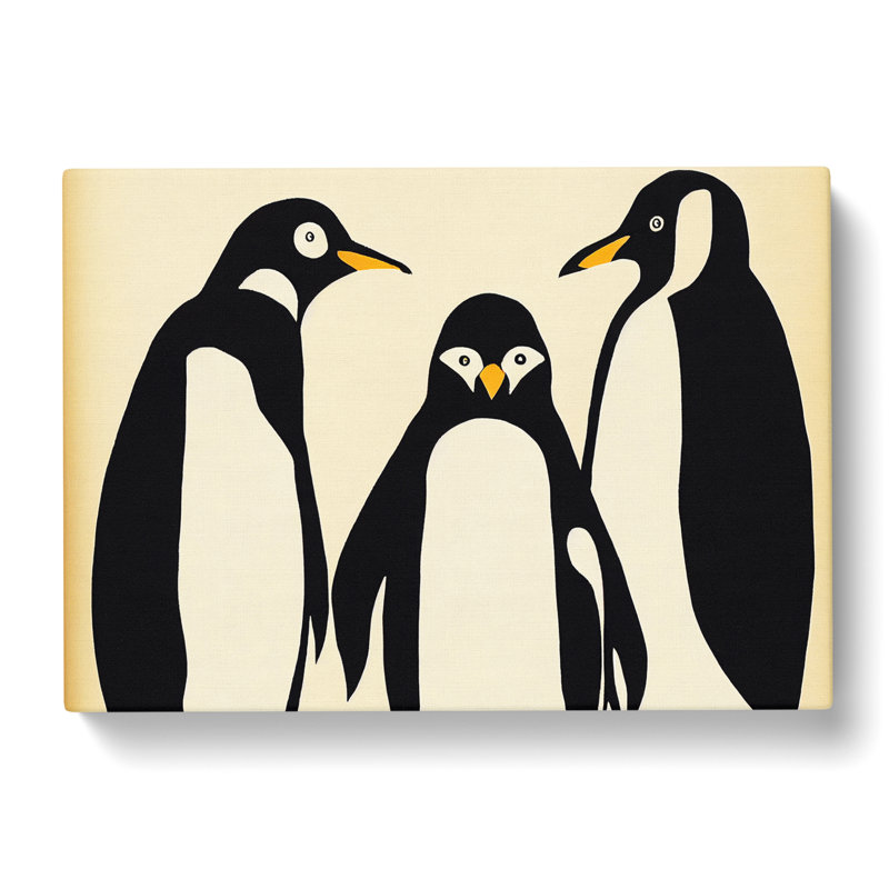 Three Penguins Abstract - Wrapped Canvas, 35cm H x 50cm W x 3cm D