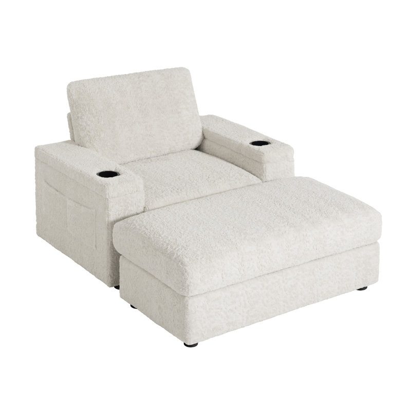 [Vidéo] Chaise longue surdimensionnée de 42 po d'intérieur, Beige