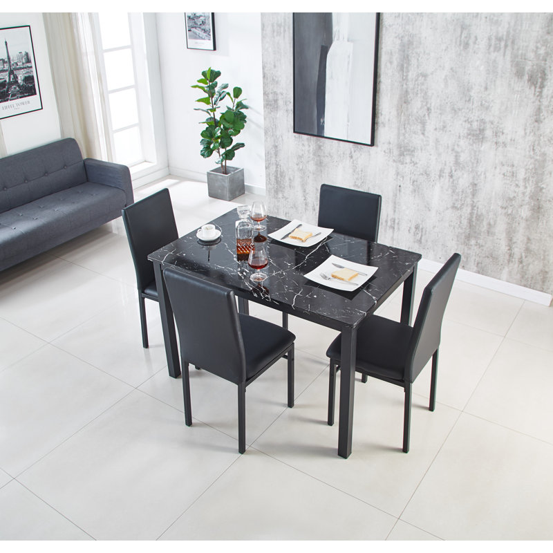 Calmer 4 - Person Dining Set, Black