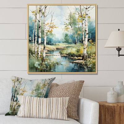 Birch Woods Whispering Winds X - Tree Birch Framed Wall Art