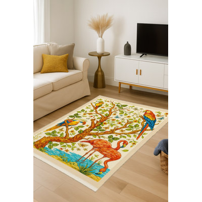 Tapis beige tissé traditionnel Mosso