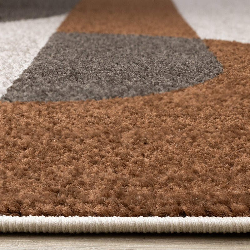 Tapis d'intérieur brun à poils courts Mentko, Rectangle 7 pi 10 po x 10 pi 6 po