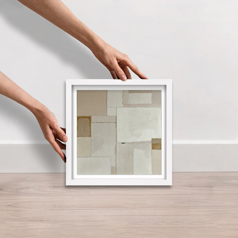 Vanilla II Shadowbox Abstract Print by Oliver Gal, Black Frame, 12 x 12, 13.5"H x 13.5"W, White Shadowbox