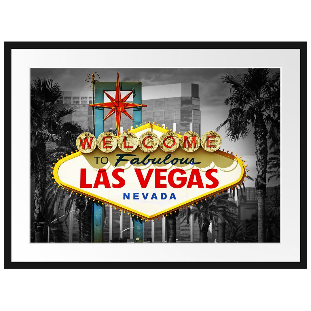 Gerahmtes Poster Ortseingangsschild Las Vegas