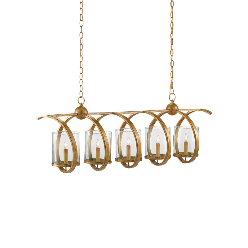 Maximus 5 - Light Washed Gold Leaf Kitchen Island Pendant