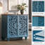 Armoire décorative avec 2 portes, armoire de rangement avec tablette réglable, buffet pour le salon, le vestibule, la salle à manger, bleu et noyer-1248792378