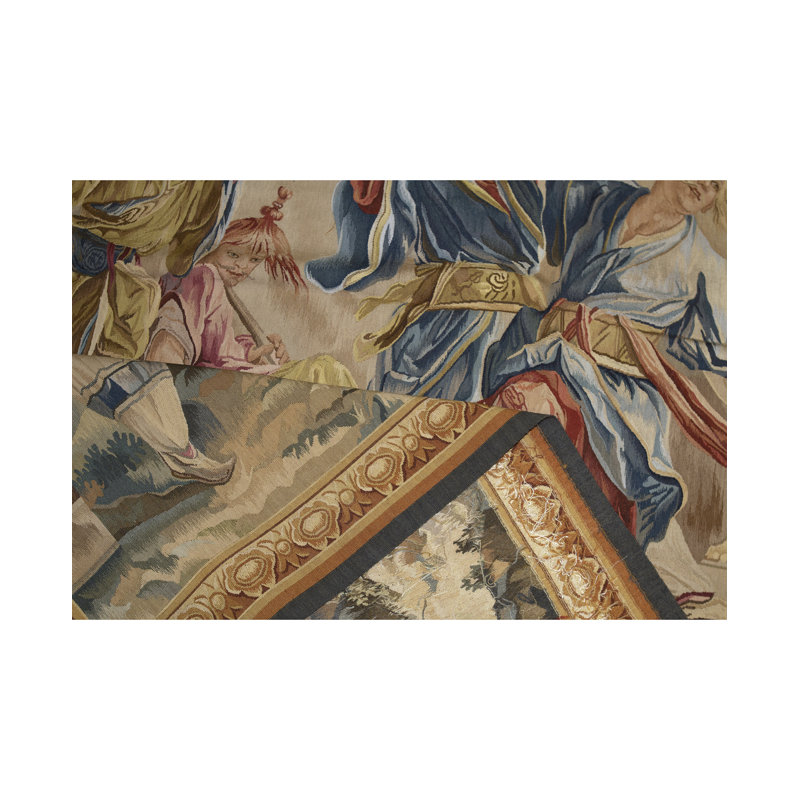Tapis en laine noué à la main en rouge / beige / bleu / jaune