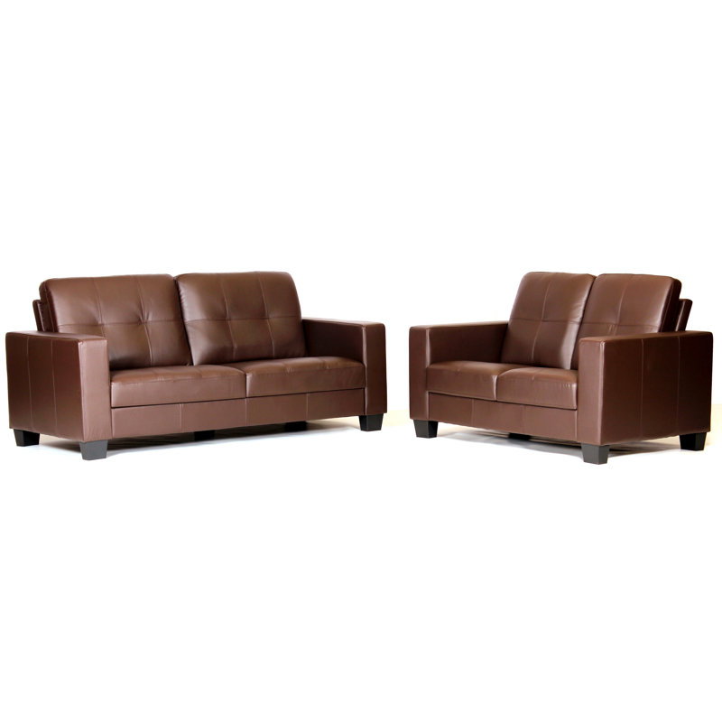 Holly Faux Leather Loveseat, Brown, 3