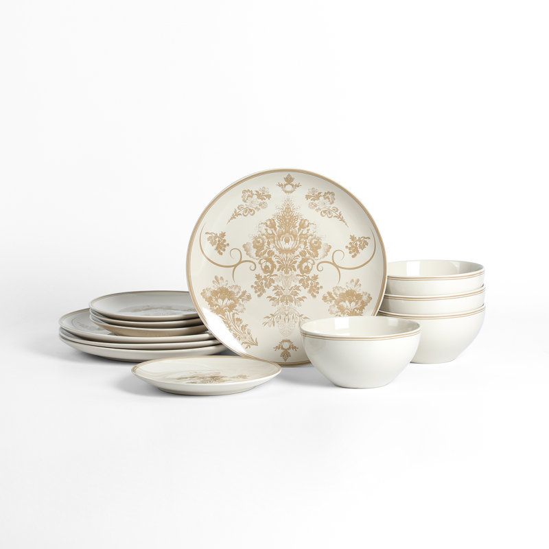 Stone Lain Opal 12-Piece Dinnerware Set Stoneware, Beige