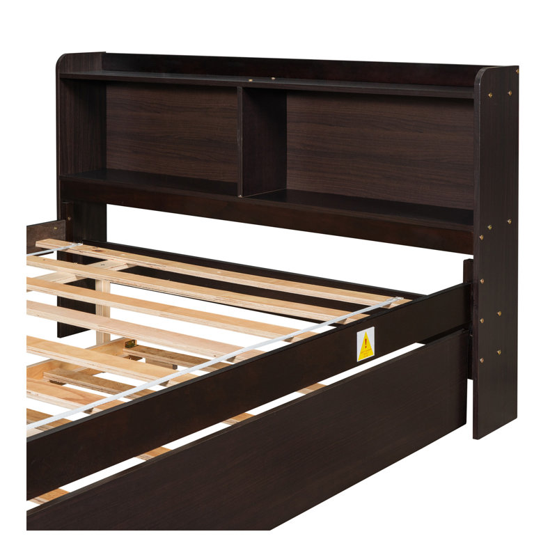 Full Bed With Trundle,Bookcase,Espresso, Espresso