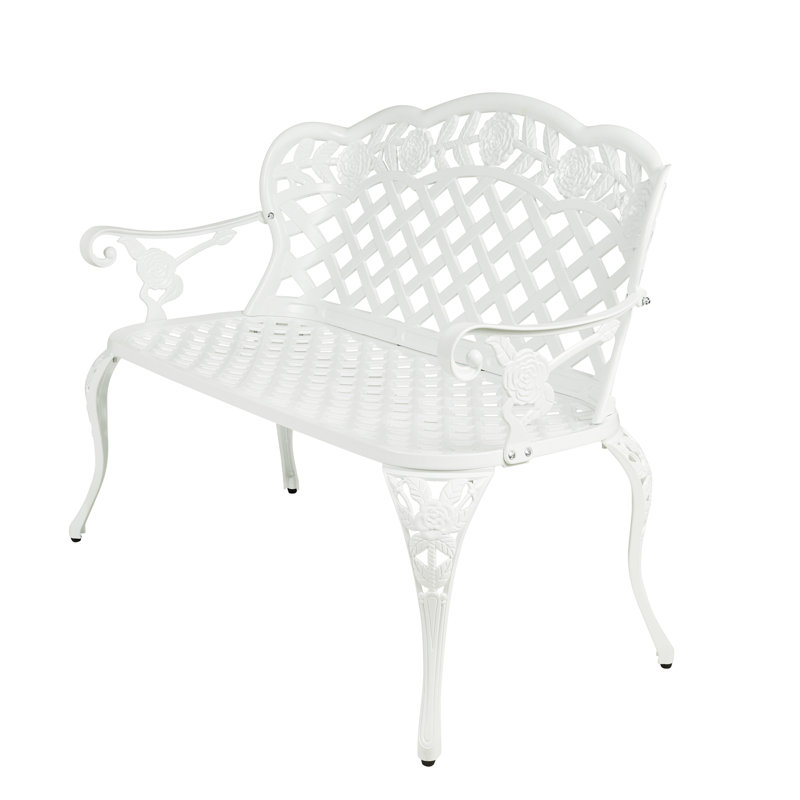  Crowe Lattice Design Garden Bench 42.5 Inch Long, White