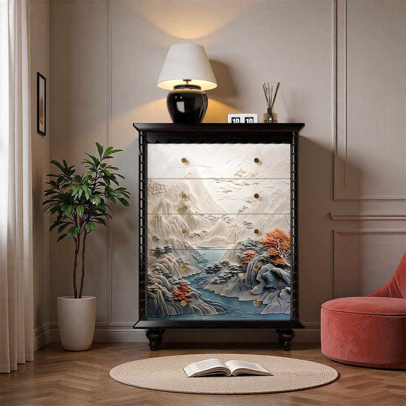 Pine Wood Drawer Storage Cabinet