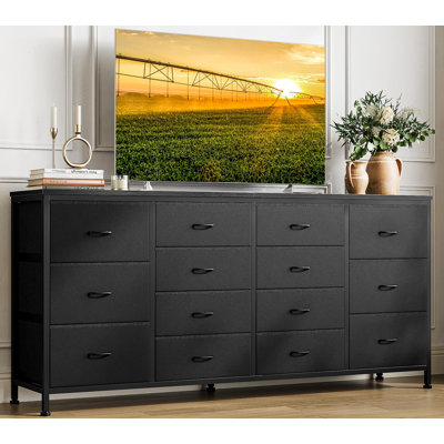 63" W Dresser TV Stand for 65/70/75 Inch TV, 14 Drawer Entertainment Center with Power Outlets