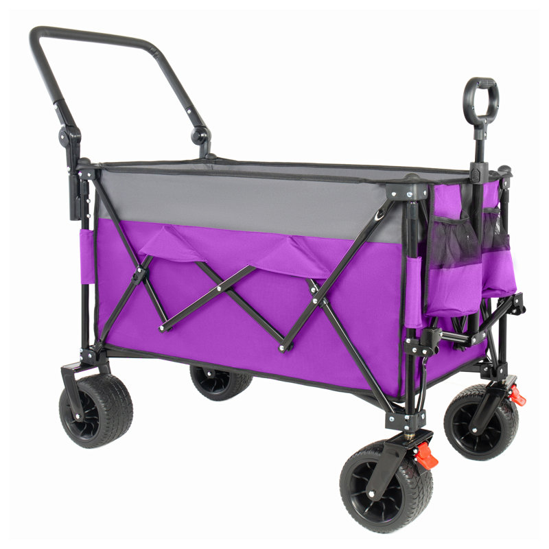 Chariot pliant en acier mauve avec auvent amovible et roues rotatives, 48 23