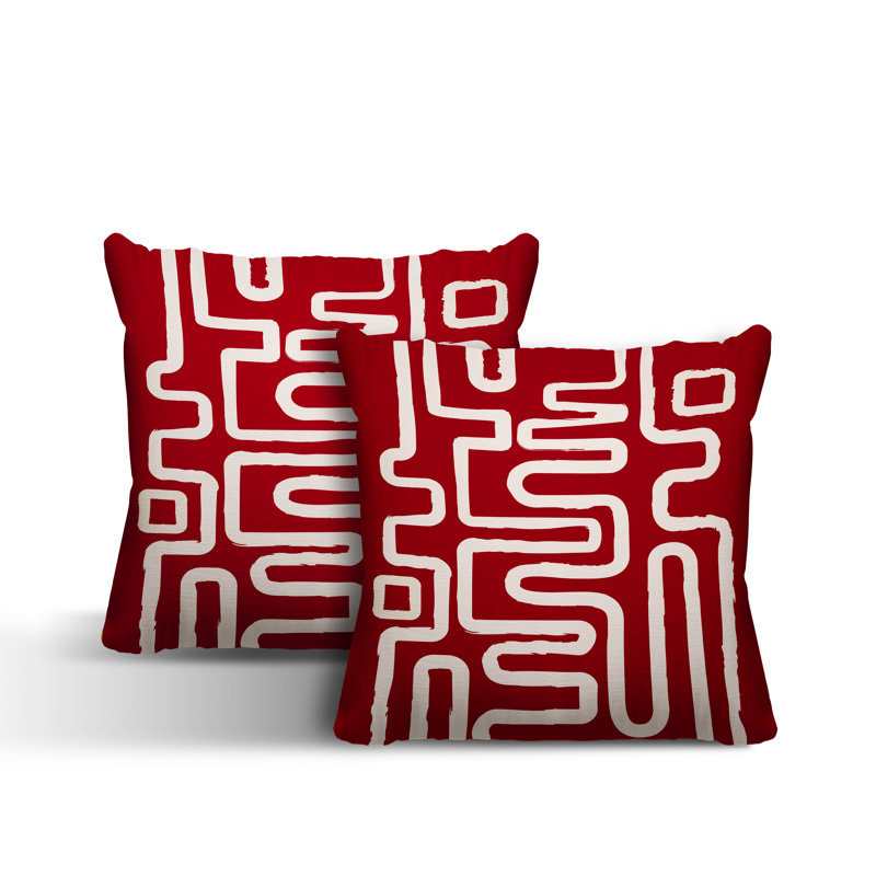 Coussin décoratif carré intérieur / extérieur Miroir, L 15 po x H 15 po, Rouge