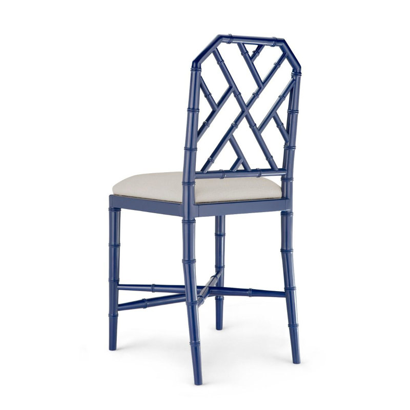 Jardin Upholstered Stool with Solid Wood Frame, Blue