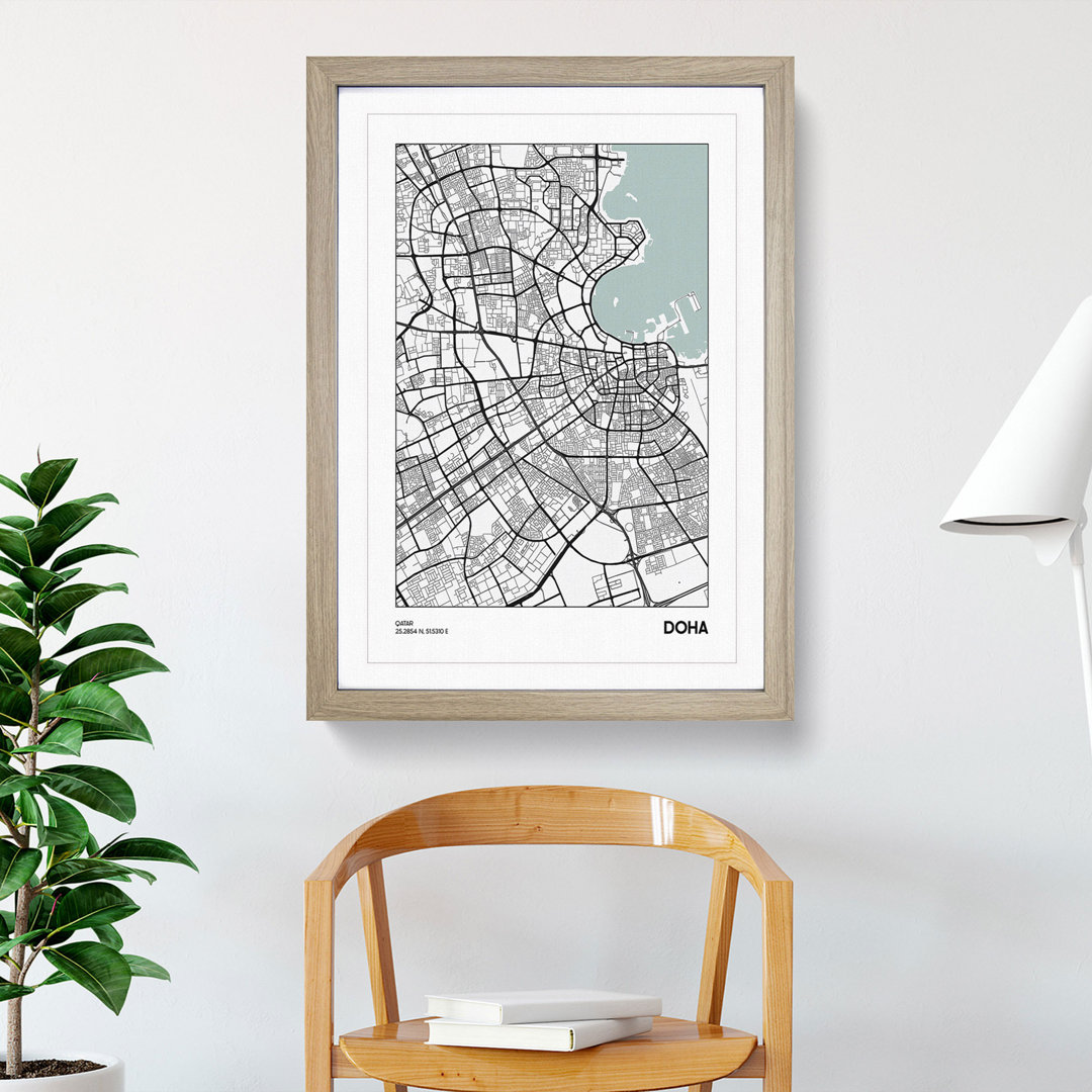 Map Doha Qatar - Picture Frame Graphic Art