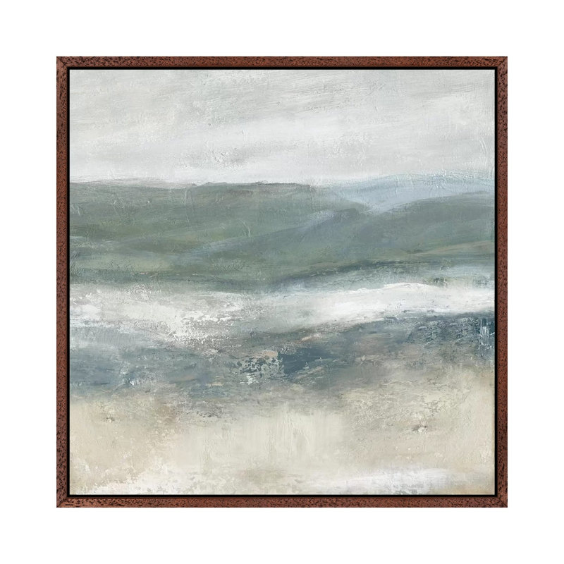 Rolling Oceanside II by Carol Robinson - Painting on Canvas, 66.04 cm H x 66.04 cm W, Classic Brown Wood Framed