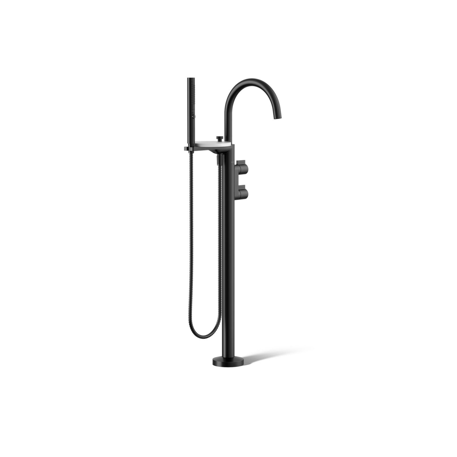 Components Floor-Mount Bath Filler Trim, Matte Black, Knob Handle