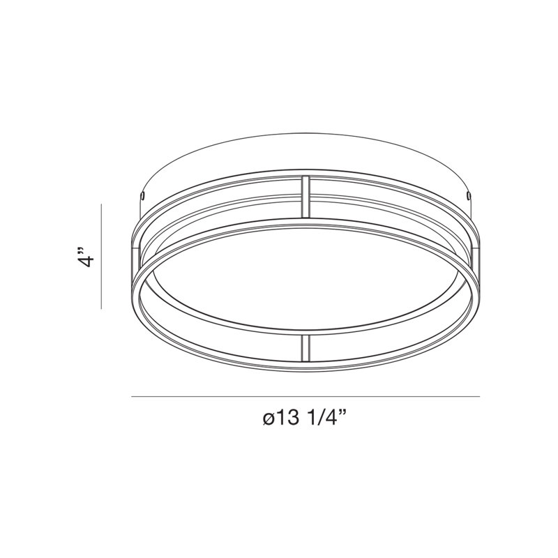 Plafonnier à DEL Grafice, H 4 po x l 13,25 po x P 13,25 po, Doré