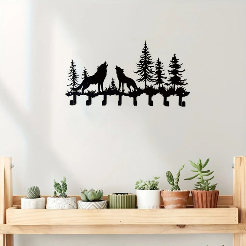 Support mural, crochets multifonctionnels en fer / acier de style industriel-chic, utilitaire élégant pour la cuisine, le vestibule, le porte-manteau et le rangement des clés