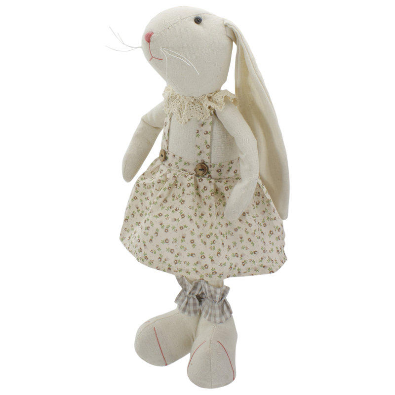 Figurine de lapin de Pâques debout 14,5 po beige et crème