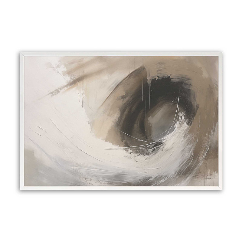 Tornade taupe, Cadre simple blanc opaque, H 25 po x l 37 po