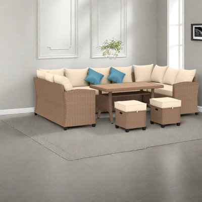 Canapé modulaire durable, coussins en polyester avec structure en acier, divertissement à l'extérieur