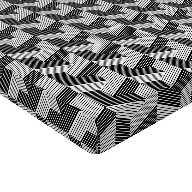 Ambesonne Geometric Fitted Sheet Contemporary Stripes Art Full Size Black and Pale Grey, Full Fitted Sheet