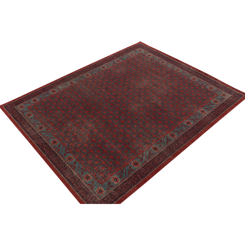 Distressed Homage Hand Knotted Wool Floral Area Rug, Rectangle 5' x 7'