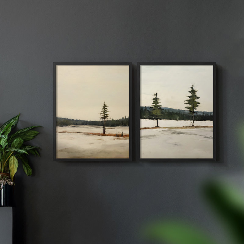«Vintage Landscape XXXIX», 2 pièces, Noir, H 11 po x l 22 po