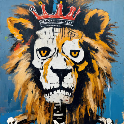 Lion 1 - Hommage - Basquiat, estampe numérique sur toile tendue avec châssis