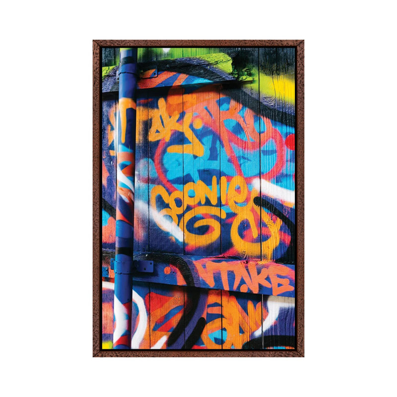 Goonies Graffiti 1 Piece Wall Art on Canvas, 101.6cm H x 66.04cm W x 3.81cm D, Classic Brown Wood Framed