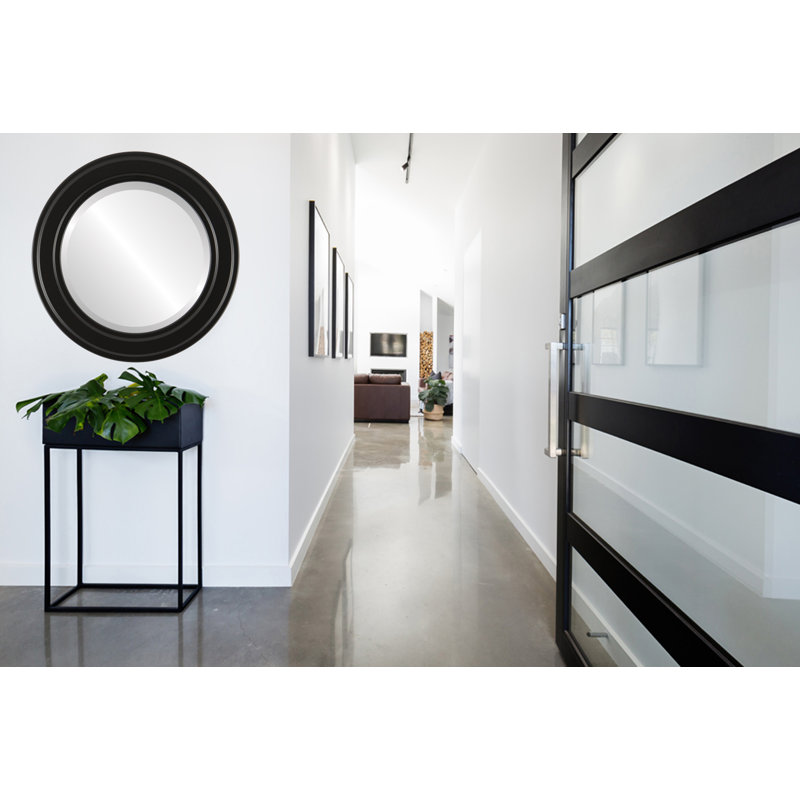 Arlinda Flat Wall Mirror, 17" H x 17" W, Matte Black