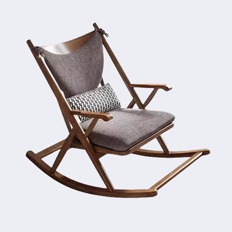 Chaise berçante en bois massif Nordic, Café crème